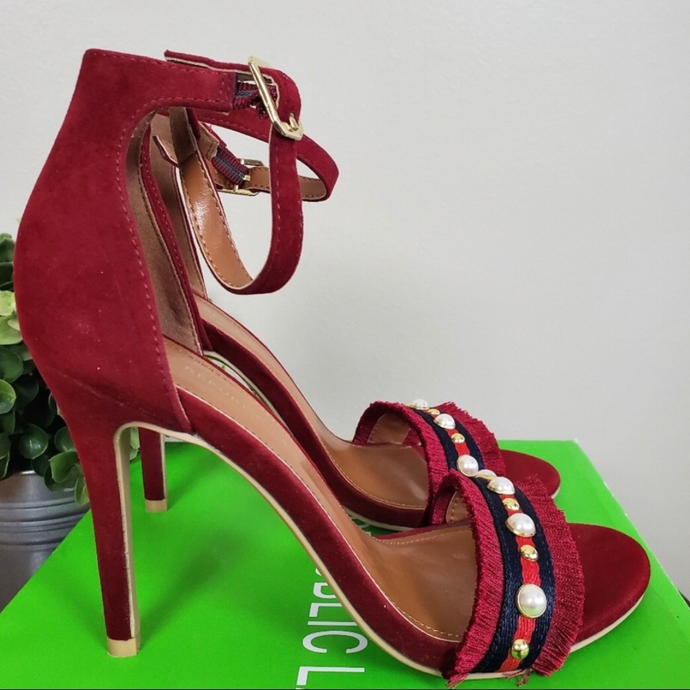 Shoe Republic LA Faretta Tassel Fringe Bead Heels